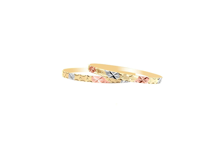 Three Tone Plated | Diamond Cut Bangles